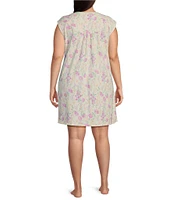 Miss Elaine Plus Size Cottonessa Wildflowers Short Nightgown