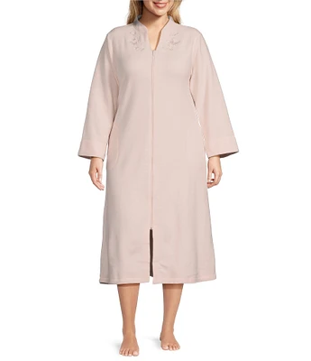 Miss Elaine Plus Size Micro Fleece Long Zip Front Robe