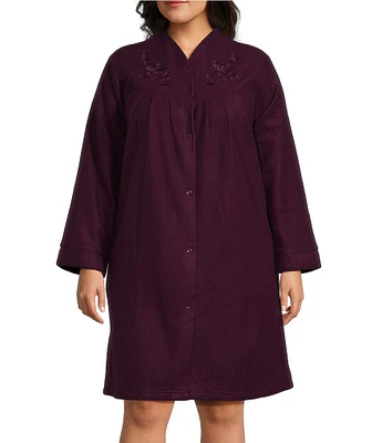 Miss Elaine Plus Size Micro Fleece Short Snap Robe