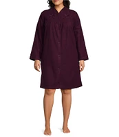 Miss Elaine Plus Size Micro Fleece Short Snap Robe