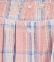 Miss Elaine Plus Size Seersucker Short Plaid Snap Robe