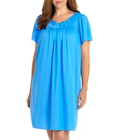 Miss Elaine Plus Size Jewel Neck Tricot Short Nightgown