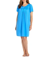 Miss Elaine Plus Size Jewel Neck Tricot Short Nightgown