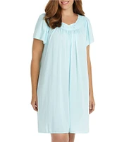 Miss Elaine Plus Size Jewel Neck Tricot Short Nightgown