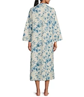 Miss Elaine Quilt-In-Knit Printed Long Zip Robe