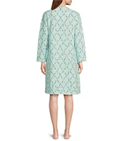 Miss Elaine Quilt-In-Knit Short Floral Snap-Front Robe