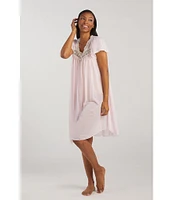 Miss Elaine Silk Essence Solid Short Nightgown