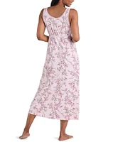 Miss Elaine SofiKnit Sleeveless Keyhole Floral Print Long Gown