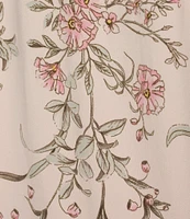 Miss Elaine Soft Knit Pink Floral Short Sleeve V Neck Pant Pajama Set