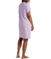 Miss Elaine Solid Diamond Jacquard Short Sleeve Knit Zip Robe