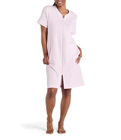 Miss Elaine Solid Quilt-In-Knit Short Zip Robe