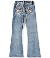 Miss Me Big Girls Mid-Rise Embellished-Winged-Design Bootcut-Leg Jeans