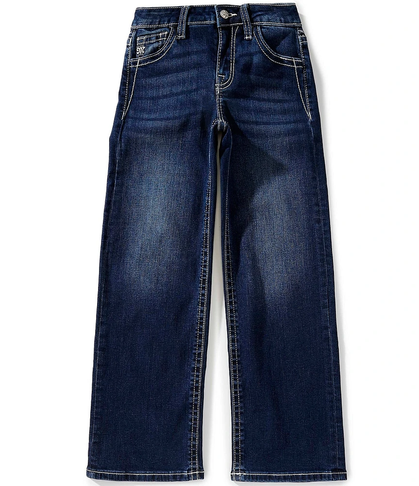 Miss Me Big Girls Mid-Rise Fleur De Lis Wide-Leg Jeans