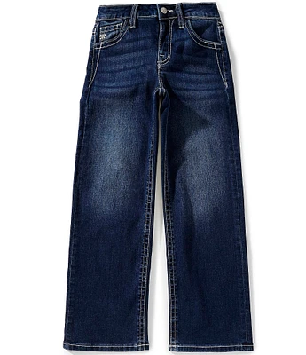 Miss Me Big Girls Mid-Rise Fleur De Lis Wide-Leg Jeans