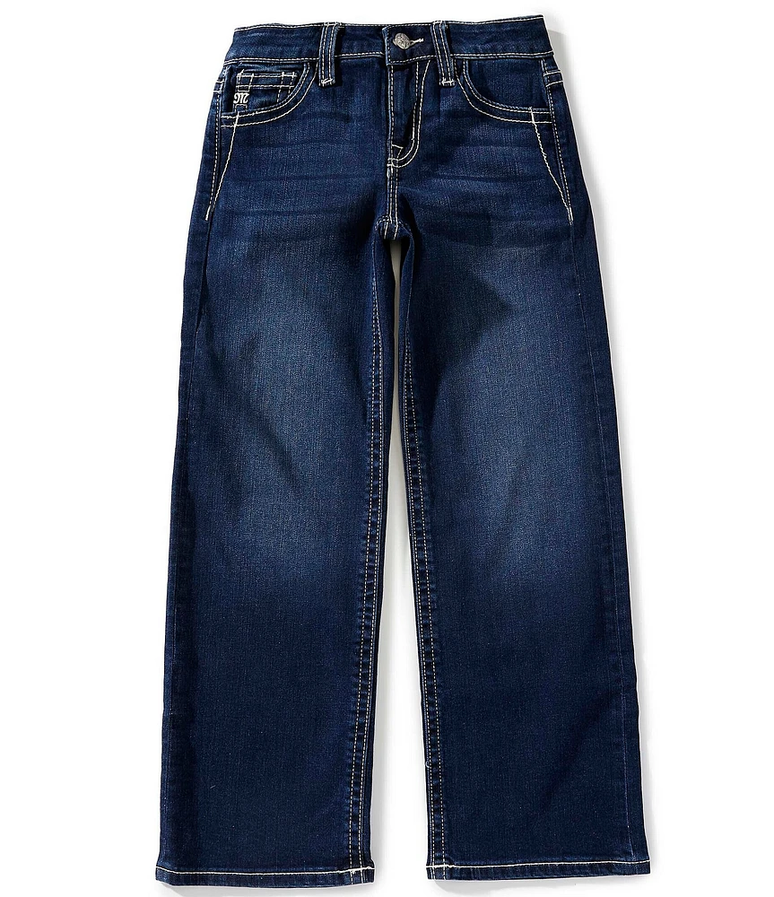 Miss Me Big Girls Mid-Rise Sequin-Embellished-Pocket Distressed Wide-Leg Jeans