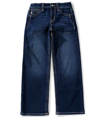 Miss Me Big Girls Mid-Rise Sequin-Embellished-Pocket Distressed Wide-Leg Jeans