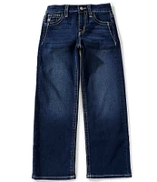 Miss Me Big Girls Mid-Rise Sequin-Embellished-Pocket Distressed Wide-Leg Jeans