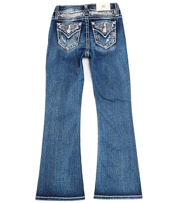 Miss Me Big Girls 7-16 Rhinestone-Embellished Winged-Accented-Yoke Five-Pocket Jeans