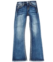 Miss Me Big Girls 7-16 Rhinestone-Embellished Winged-Accented-Yoke Five-Pocket Jeans