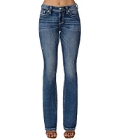 Miss Me Embroidered Leaves Mid Rise Slim Bootcut Jeans