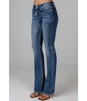 Miss Me Embroidered Leaves Mid Rise Slim Bootcut Jeans