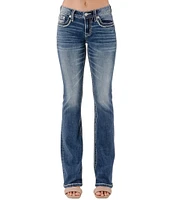 Miss Me Mid Rise Border Embroidered Bootcut Jeans