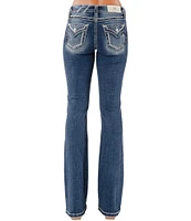 Miss Me Mid Rise Border Embroidered Bootcut Jeans