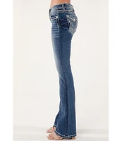 Miss Me Mid Rise Border Embroidered Bootcut Jeans