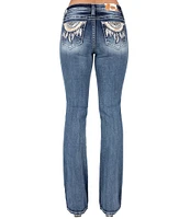 Miss Me Mid Rise Cowhide Dreamcatcher Pocket Bootcut Jeans