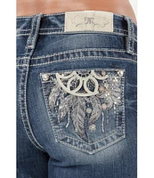 Miss Me Mid Rise Embellished Dreamcatcher Back Pocket Bootcut Jeans