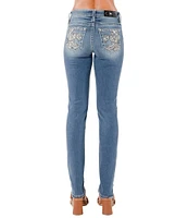 Miss Me Mid Rise Embellished Fleur De Lis Back Pocket Skinny Jeans