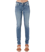 Miss Me Mid Rise Embellished Fleur De Lis Back Pocket Skinny Jeans