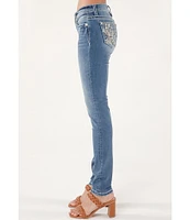 Miss Me Mid Rise Embellished Fleur De Lis Back Pocket Skinny Jeans
