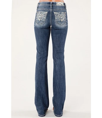 Miss Me Mid Rise Embroidered Longhorn Bootcut Jeans