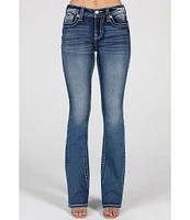 Miss Me Mid Rise Geometric Pocket Design Bootcut Jeans