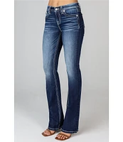 Miss Me Mid Rise Longhorn Leaves Embroidered Pocket Bootcut Jeans