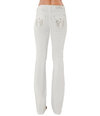 Miss Me Mid Rise Sequin Embellished Wing Flap Pocket Bootcut Jeans