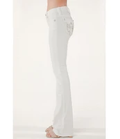 Miss Me Mid Rise Sequin Embellished Wing Flap Pocket Bootcut Jeans