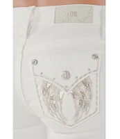 Miss Me Mid Rise Sequin Embellished Wing Flap Pocket Bootcut Jeans