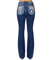 Miss Me Mid Rise Swirl Flower Bootcut Jeans