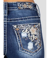 Miss Me Mid Rise Swirl Flower Bootcut Jeans