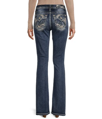 Miss Me Zig Zag Embellished Flap Pocket Design Bootcut Jeans