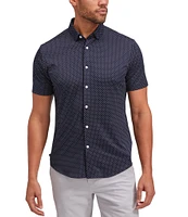 Mizzen+Main Halyard No-Tuck Dot Print Performance Stretch Short-Sleeve Woven Shirt