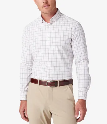 Mizzen+Main Leeward No-Tuck Performance Stretch Plaid Long Sleeve Woven Shirt