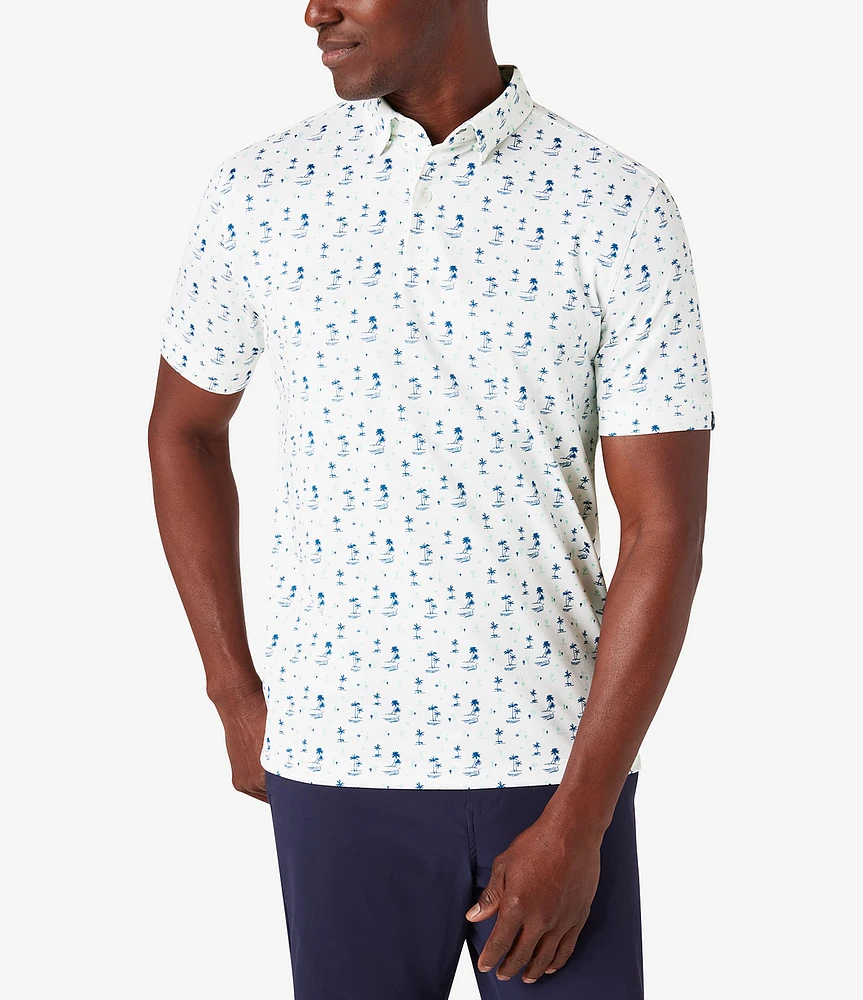 Mizzen+Main Performance Stretch Halyard Cacti Print Short Sleeve Polo Shirt