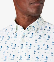 Mizzen+Main Performance Stretch Halyard Cacti Print Short Sleeve Polo Shirt