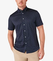 Mizzen+Main Performance Stretch Halyard Double Dot Print Short Sleeve Woven Shirt