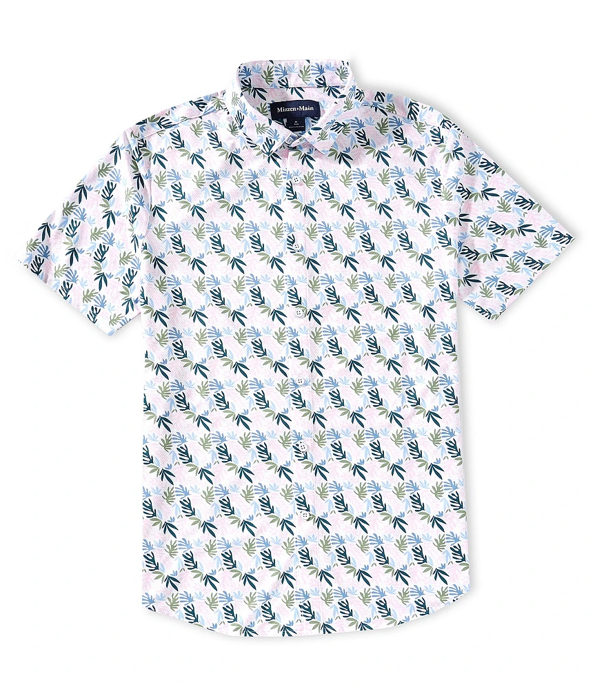 Mizzen+Main Performance Stretch Halyard Floral Collage Short Sleeve Woven Shirt