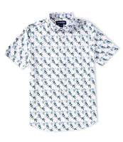 Mizzen+Main Performance Stretch Halyard Floral Collage Short Sleeve Woven Shirt