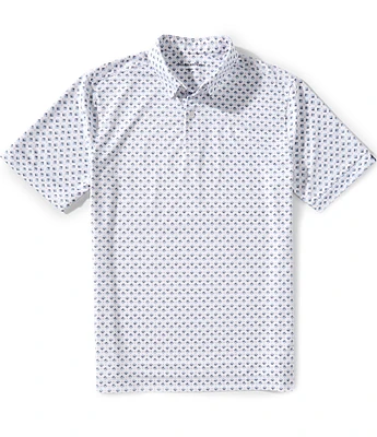 Mizzen+Main Performance Stretch Halyard Layered Diamond Print Short Sleeve Polo Shirt